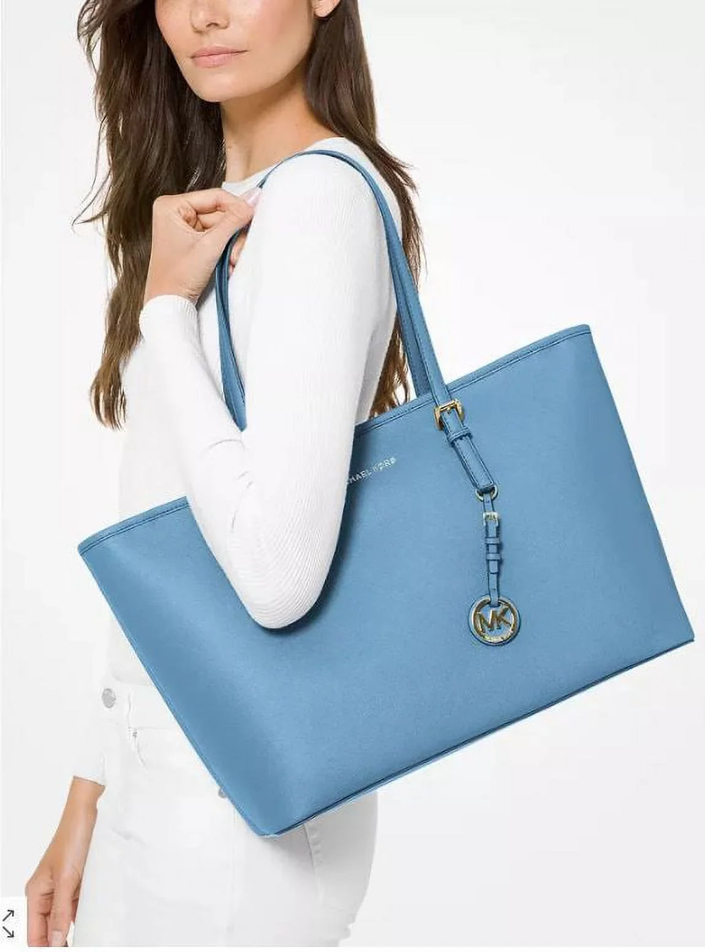 Set Saffiano Bag Leather Top-Zip Travel Medium (STH Jet Tote PACIFI Kors Michael