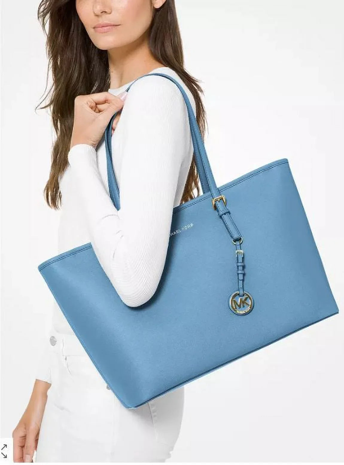 Set Saffiano Bag Leather Top-Zip Travel Medium (STH Jet Tote PACIFI Kors Michael