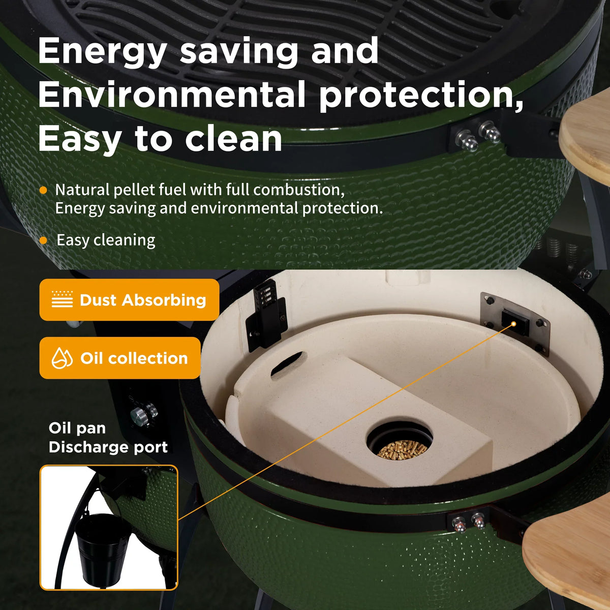4-in-1 Patio BBQ Ceramic "Ceramic Grill r Outdoors Gridiron 24 Pan-roasted 19.6" Pellet diameter Double with Roasted Smoked for