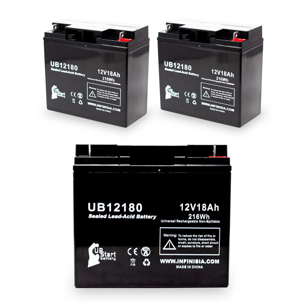 '- Terminal, Battery CF12V18 Battery Replacement SLA) Universal AGM, Pitcher 18Ah, Lead UB12180 Compatible Eagle Sealed - Acid T4 18000mAh, (12V, Pack 3x