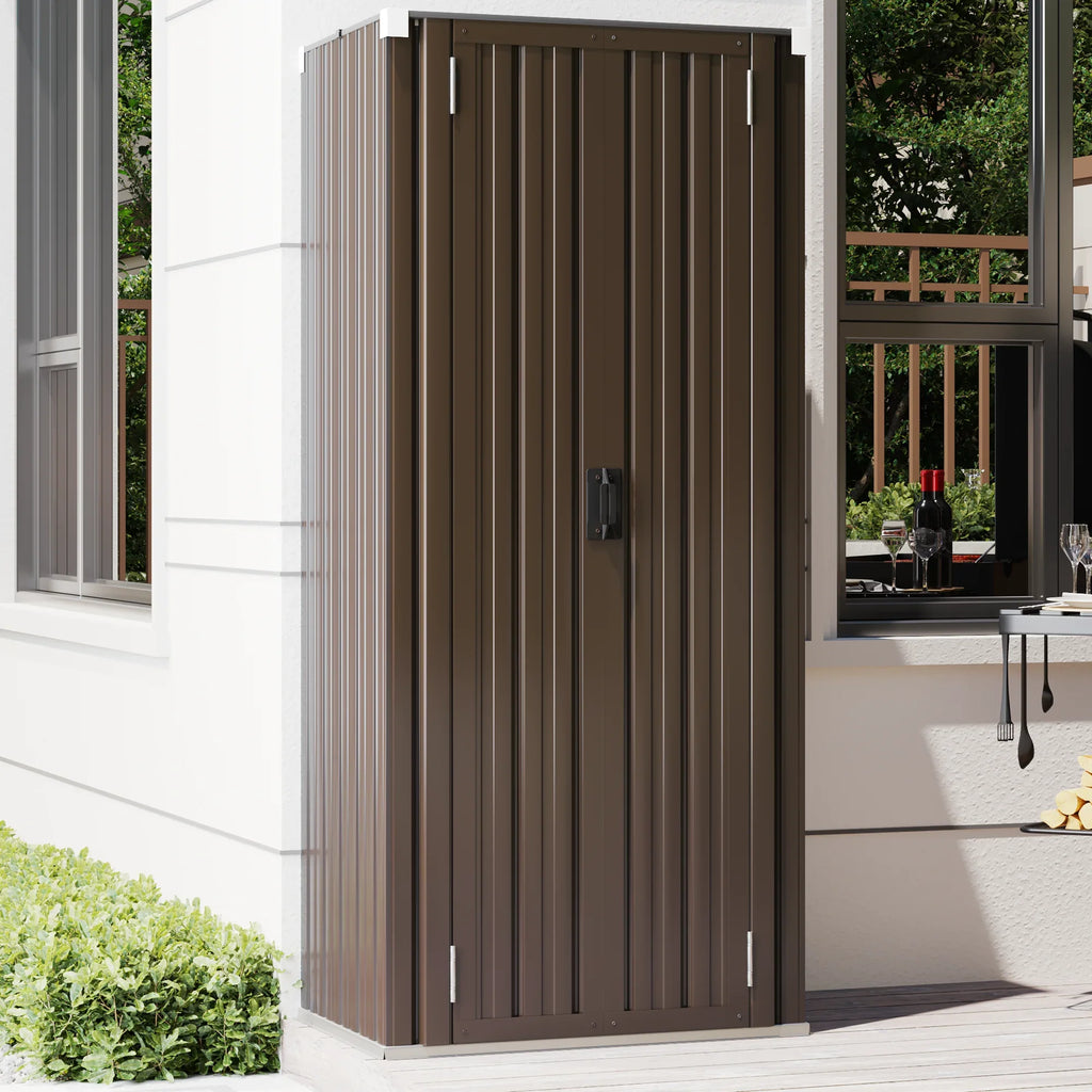 Storage Outdoor/ Cabinet with Garden Storage YODOLLA in Indoor Garage& Shelves Doors Shed Organizer for and 70" Brown
