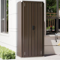 Storage Outdoor/ Cabinet with Garden Storage YODOLLA in Indoor Garage& Shelves Doors Shed Organizer for and 70" Brown
