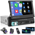 Player LED Backup Camera Retractable 1 Universal Touchscreen 12 Link Single Car Video DIN with Stereo Auto Apple FM Podofo Mirror Function, Carplay Bluetooth Radio Android HD Auto 7"
