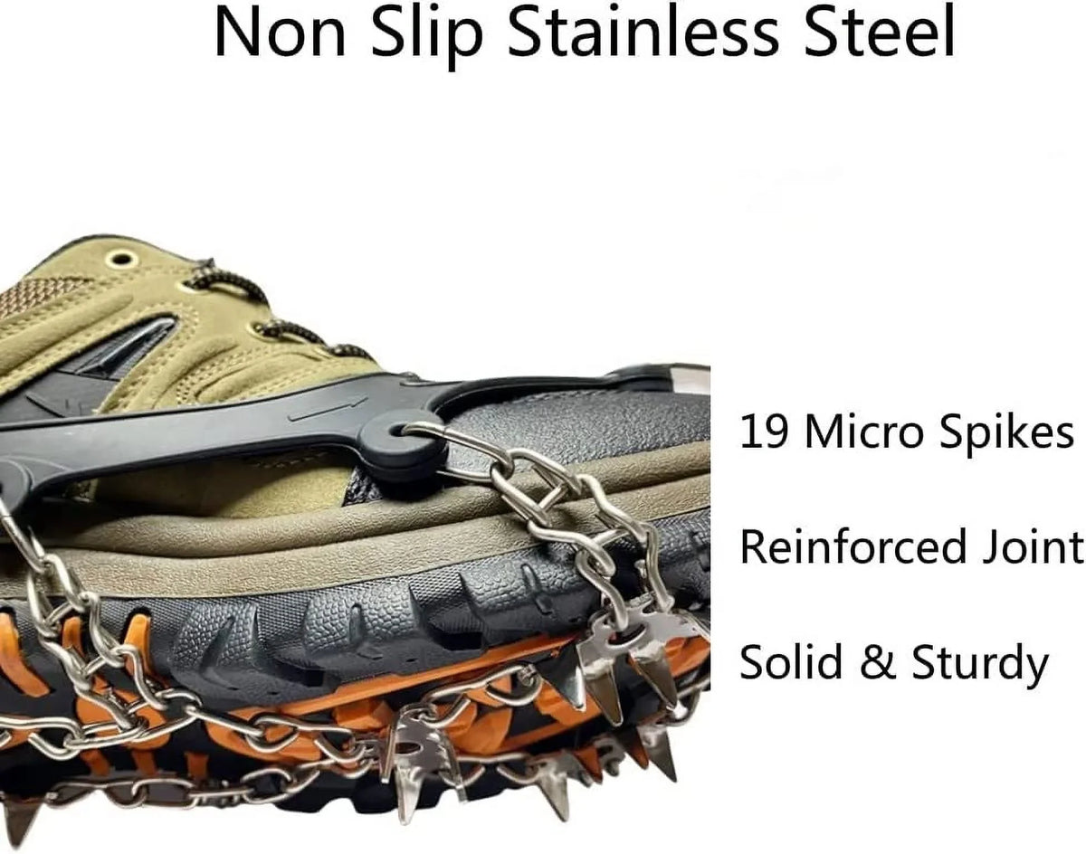 Crampons Fishing, Walking Grips, Boots Micro Hiking Snow Stainless Chains Spikes Cleats for Climbing, Hiking, and Ice Non Steel Shoe Ice Traction & Walk for Boot Ice Slip Shoes,