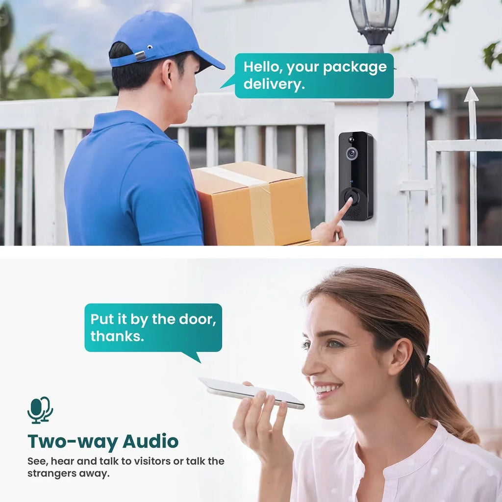 Video Wireless Doorbell Call with Ring Camera, Home Mount Two-way Doorbell Detection Intercom Security Wireless Video Camera, Vision, 2.4G Door Doorbell Camera Doorbell Motion WiFi Camera, Night
