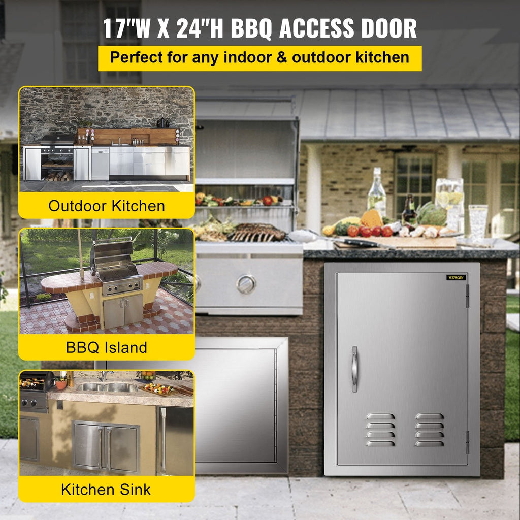 Door Stainless Steel BBQ inch Door 17x24 Access Storage for Vertical Vents Single with Island