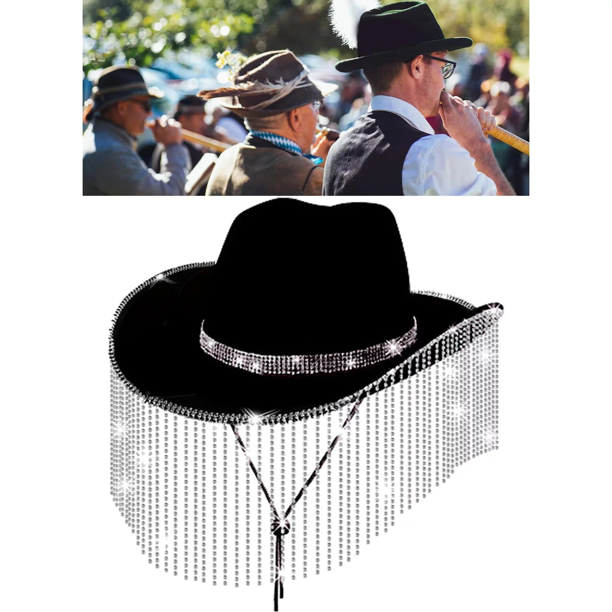 Hat Camping for Beach Unisex Men Cowgirl Festivals Strap Sun Segolike Protection Hat with Sun Chin Black Lightweight Backpacking Street Hat Cowboy Sunhat