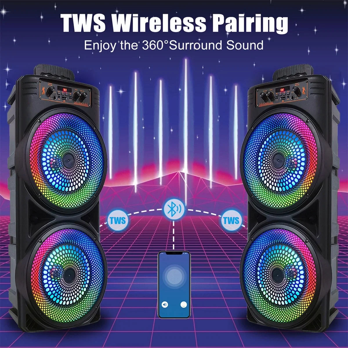 Sound Speaker Portable Speaker Heavy Subwoofer Bass 8-inch TIANLAIMEI Party Loud Mic Party Dual & -FM/AUX/MP3/USB System 6000W Bluetooth