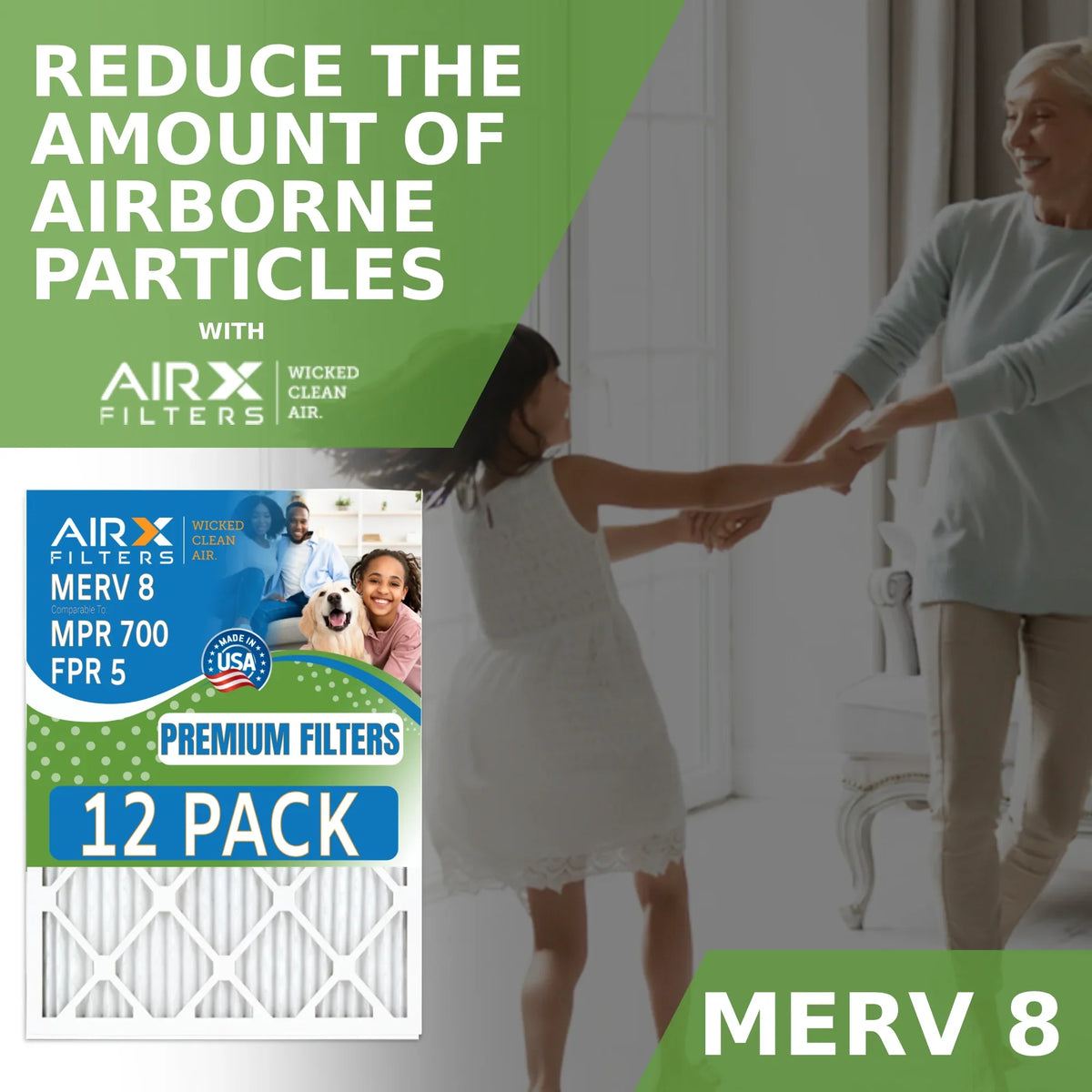 WICKED USA FPR of in 8 AIR. 18x20x1 Furnace & Air Made Pack Filters to AIRX Filter by 700 Rating, MPR MERV CLEAN - FILTERS Comparable 12 5