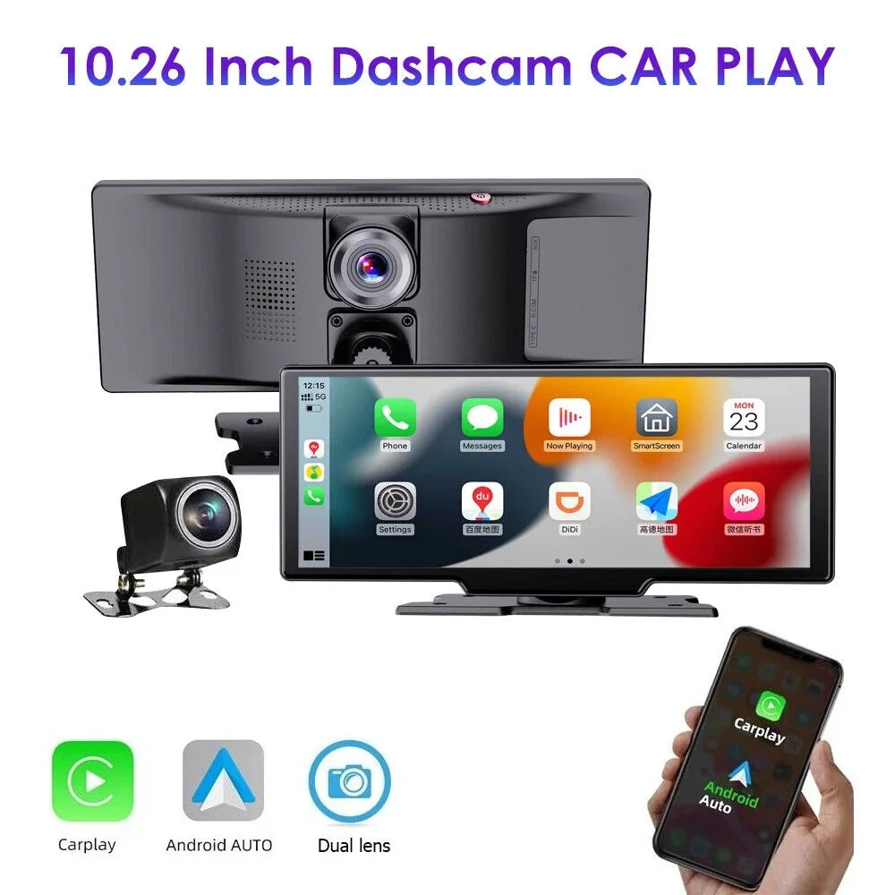 T91 Wireless Resolution, IPS Screen Bluetooth - WiFi 10.26'' Connected, Dash Dual Touch Lens, 2K KingFurt Screen, Enabled Cam