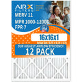 by USA of 1200, Rating, MERV CLEAN AIRX Filters WICKED MPR 11 Comparable 1000, 16x16x1 Air 12 in AIR. Efficiency Made FILTERS Filter MPR 7, Pack FPR Furnace Furnace Filters of Pack High to 12