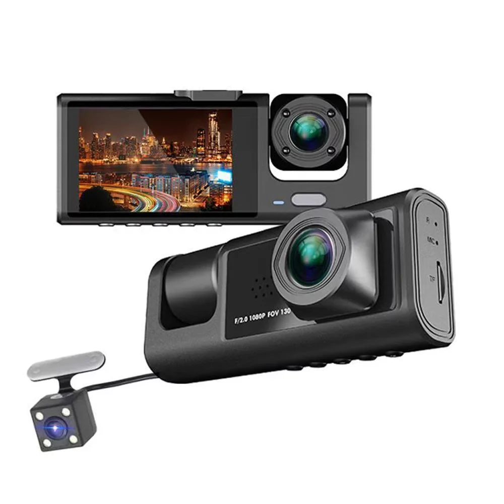 Dashcam One-Key Driving Camera Rear 1080P Screen Night-Vision Support 2 Front Inch Recording DVR Camera & & Recorder Loop Dash Inside Lock
