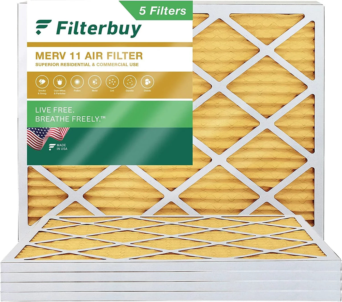 11 Filterbuy Air MERV Filters 16x21.5x1 Furnace Pleated (5-Pack) HVAC AC