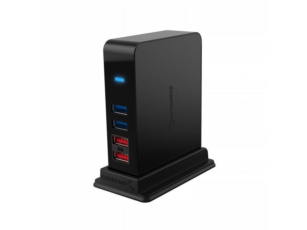 [Black] 12V/4A 7 with (HB-U930) SABRENT 3.0 Charging HUB 2 USB Ports Port + Adapter Power