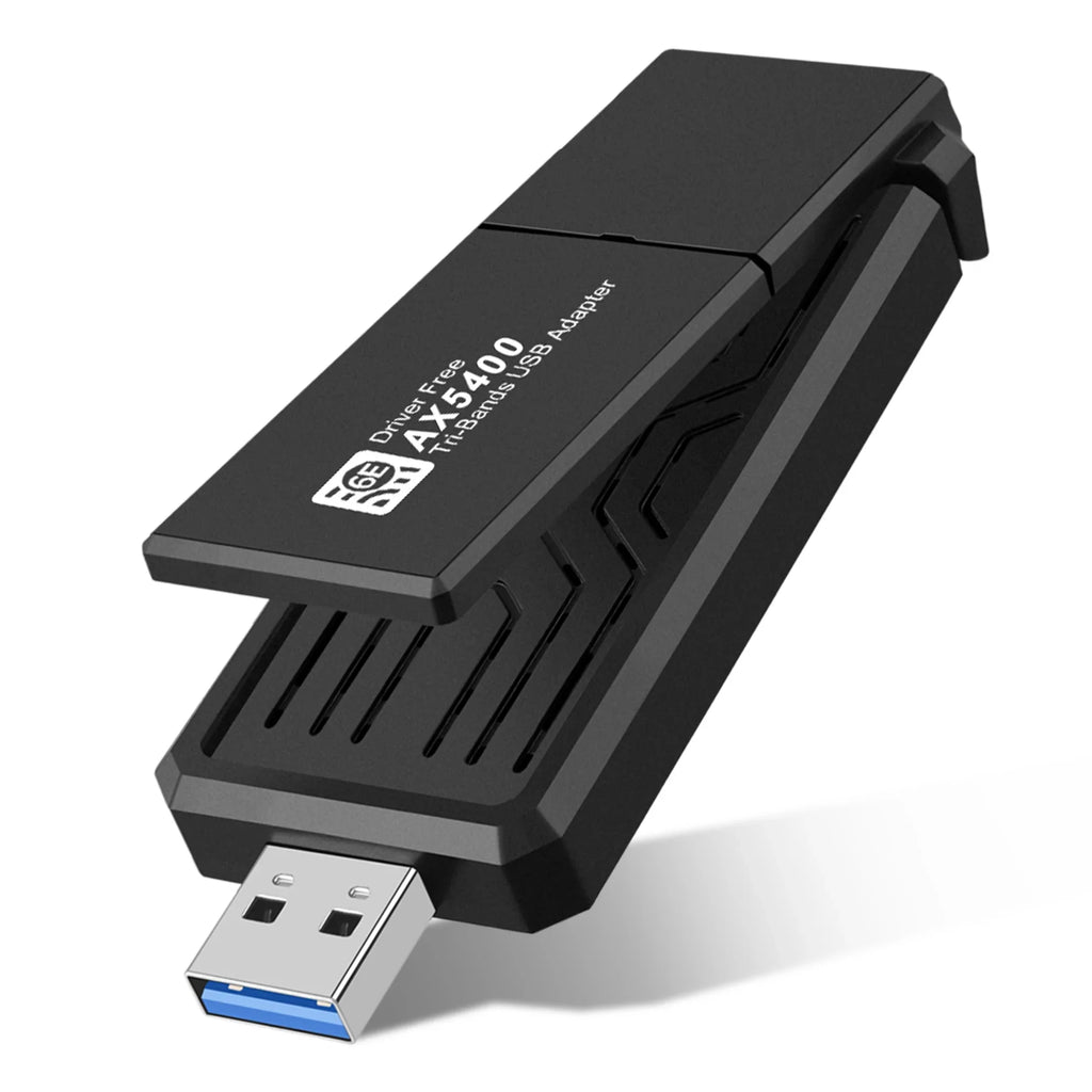 802.11AX 6E Band WiFi 3.0 Laptop 6GHz/5GHz/2.4GHz, Driver AX5400 WiFi Compatible WiFi with WPA3, Tri Adapter,Only Windows free,Black Network Adapter Dongle USB Wireless CELECTIGO PC ,for USB 11/10,