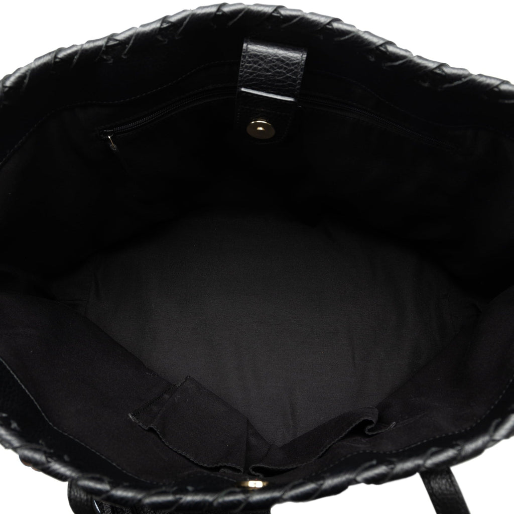 Bag Authenticated Unisex Bamboo Pre-Owned Black Tassel Leather Calf Tote (Good) Tote Gucci