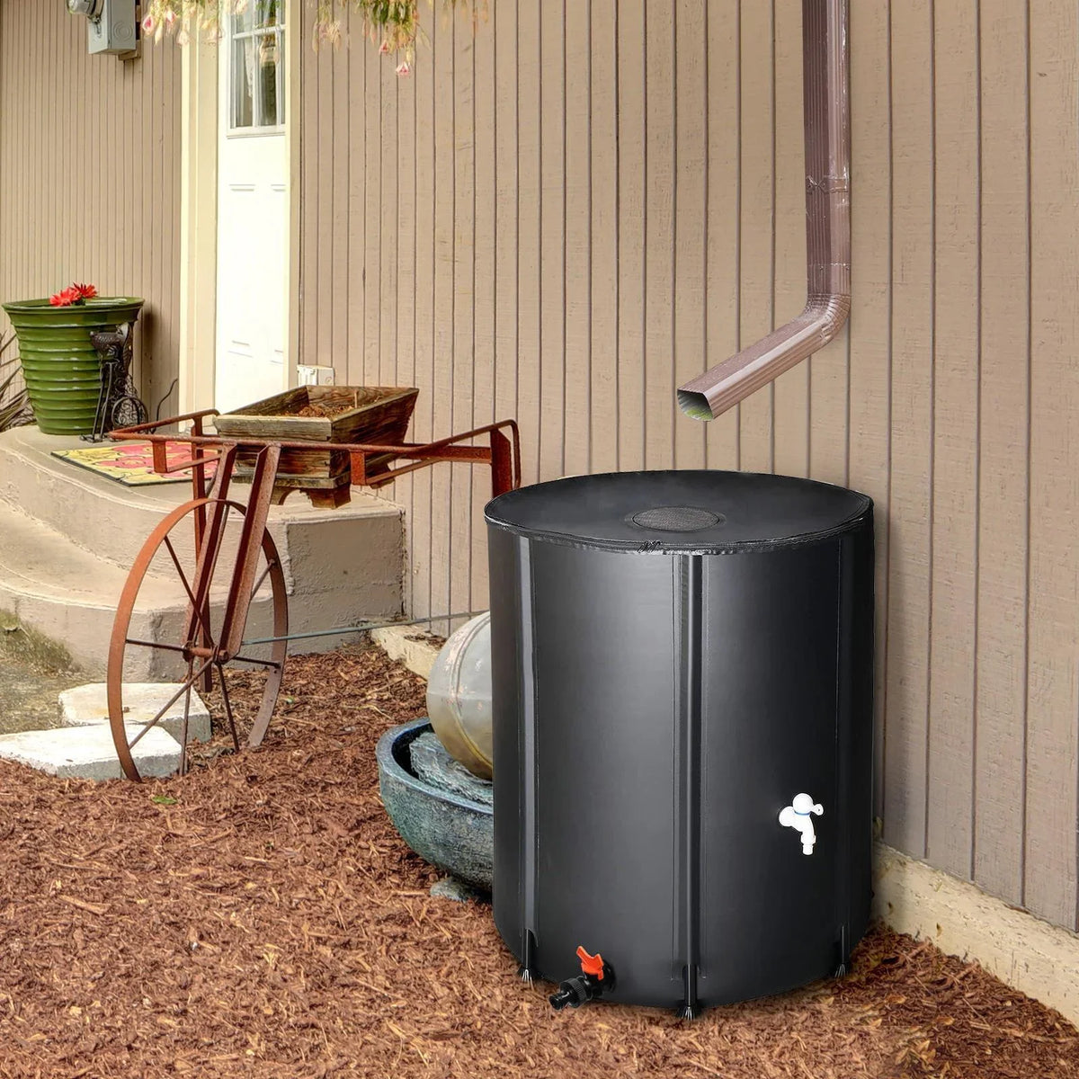 Collector Rain with Portable 50 Liquid Filter Barrel Black Tank Gallon Spigot