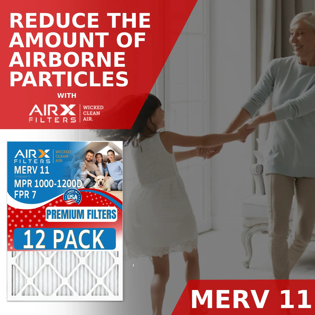 Filters FPR in & AIRX 12 - CLEAN MPR 1000, USA MERV of 24x24x2 Made Pack Rating, 11 Filter Comparable MPR WICKED 1200 Air FILTERS by 7 AIR. to Furnace
