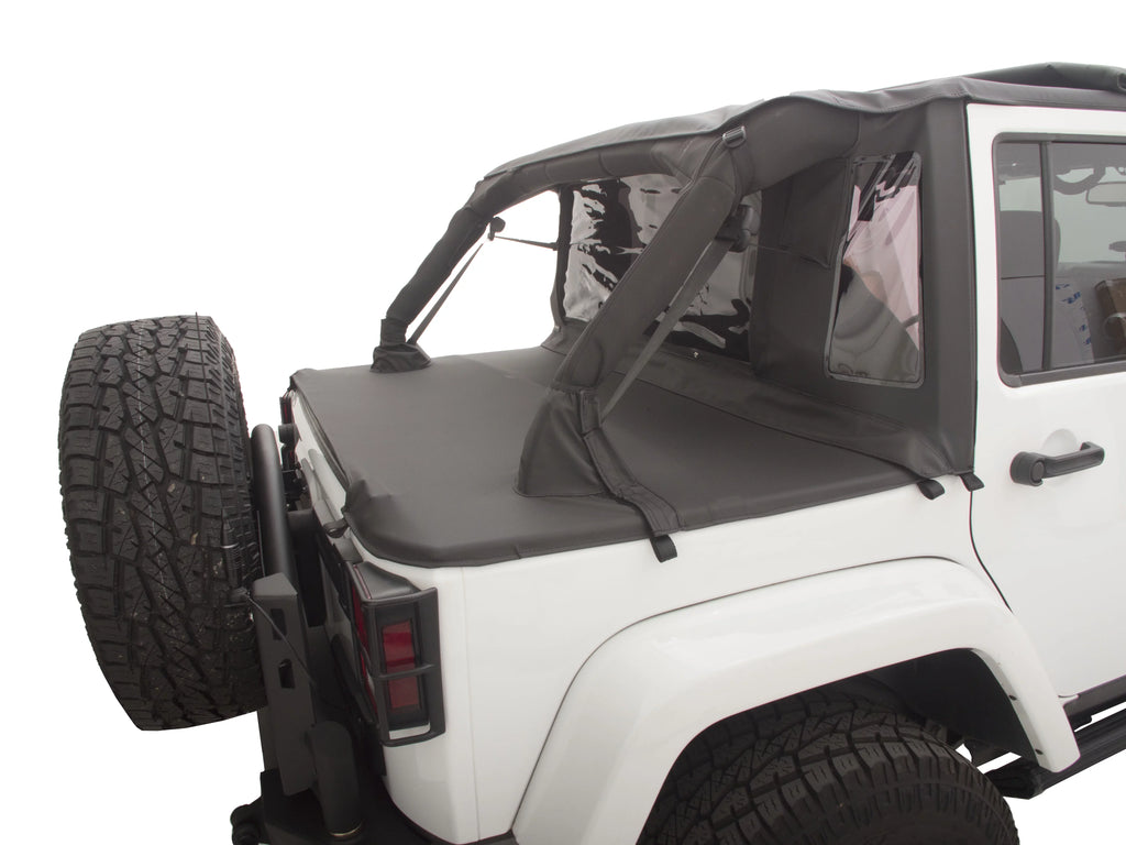Rampage Rear 990235 Diamond Top by Wrangler Soft Cover 2 Black RealTruck For Jeep Door, With 2007-2018 Design Trailview Tonneau