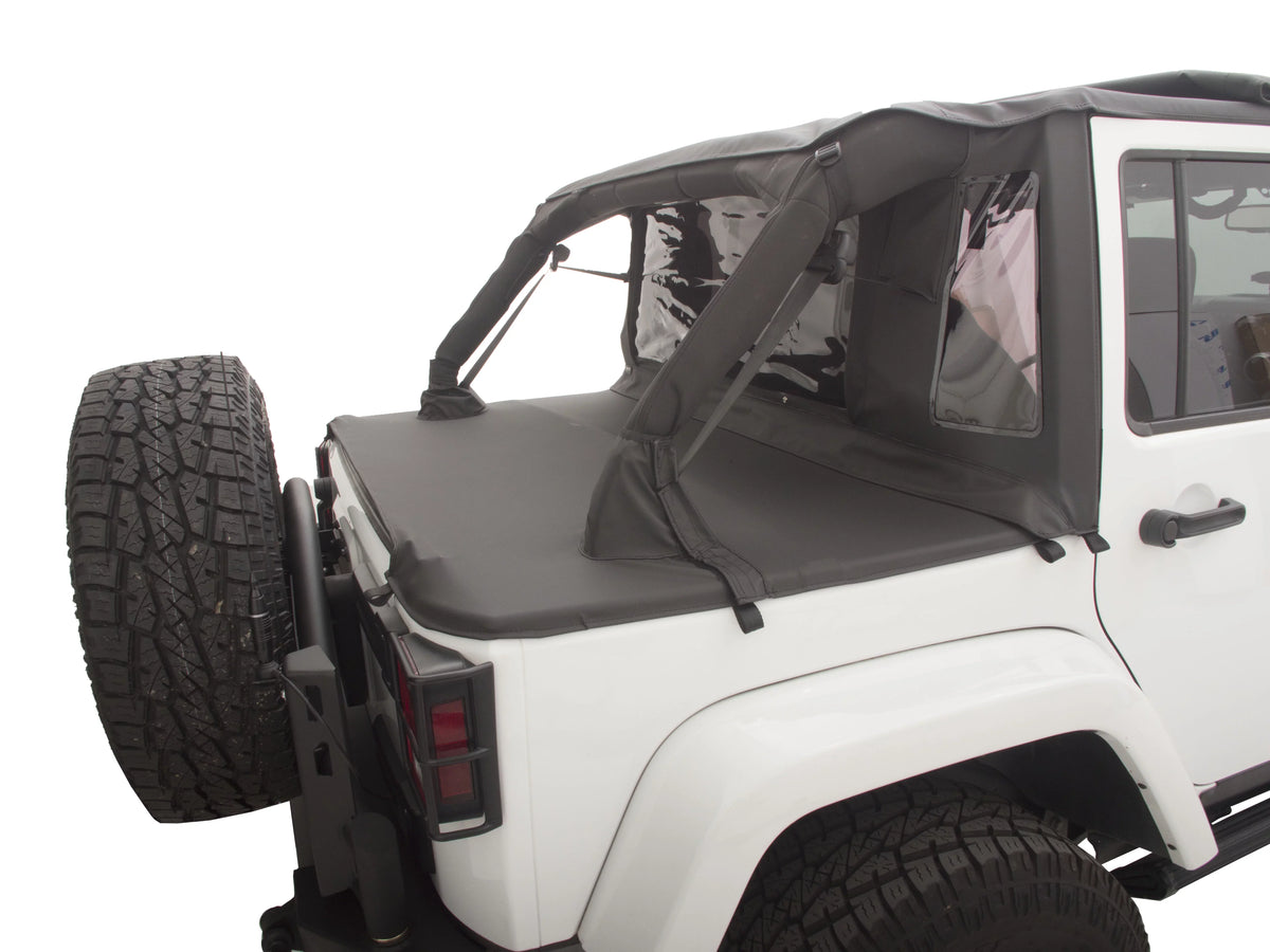 Rampage Rear 990235 Diamond Top by Wrangler Soft Cover 2 Black RealTruck For Jeep Door, With 2007-2018 Design Trailview Tonneau