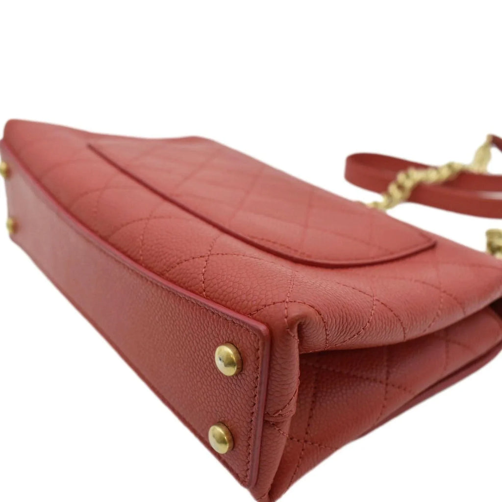 Pre-Owned Stitched Flap Affinity Caviar CHANEL Chic Leather Small Red Crossbody Quilted Bag