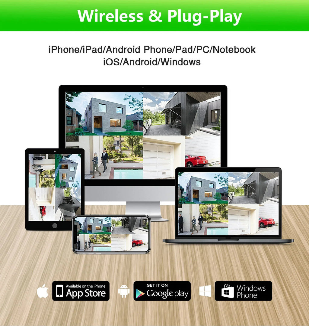 Wireless Panels HDD Solar 4 4Pcs , NVR 2.5inch Battery , Camera WiFi 3MP 8CH CCTV VIKVIZ System