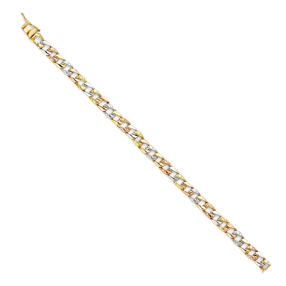 Women for Bracelets Color Chain Gift Men| Link Gold 14k and | Stamp Nugget Bracelet Jewelry Men’s Weight 3C 6.3 -  for Cuban Gold Tri 7" |