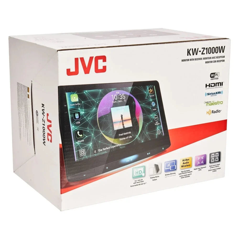 Floating CarPlay Digital HD and 10.1" Android Bluetooth Multimedia Jvc Auto KW-Z1000W with Receiver Apple