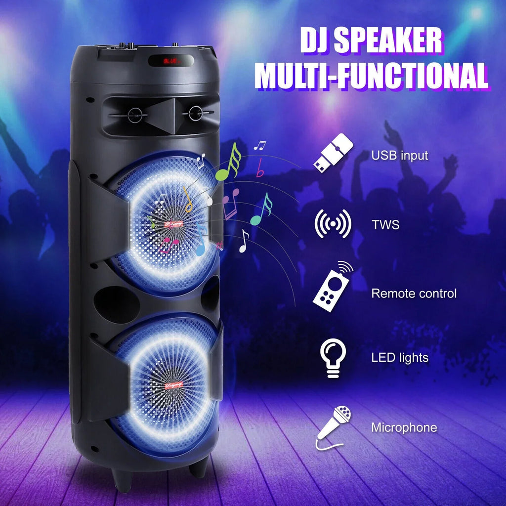 Bluetooth System Bass Speaker 8" Sound 31" Dual & Portable Subwoofer Heavy Mic