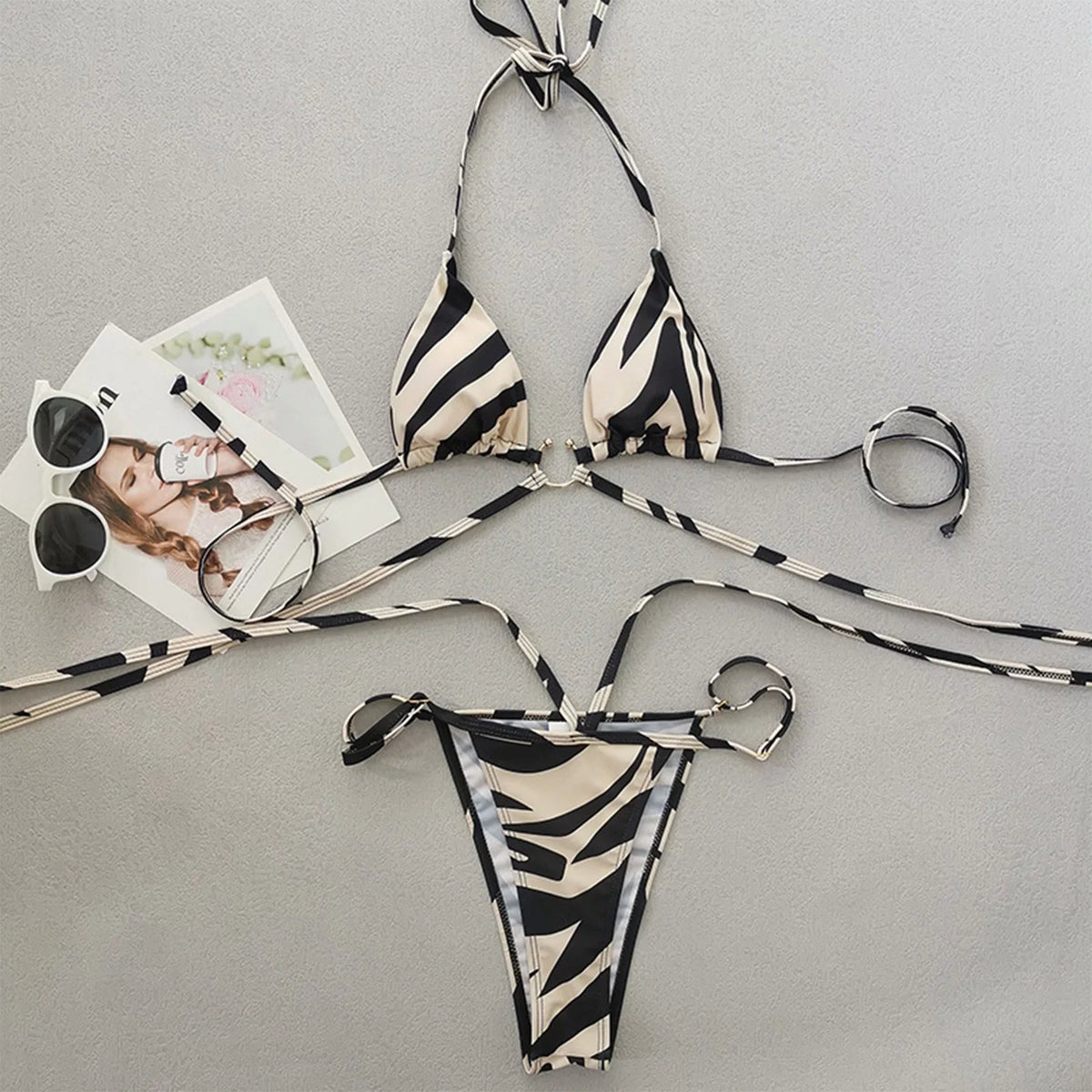Up Lace Bikini Split Swimsuit Women Panda Color Sexy d Two for Swimsuits