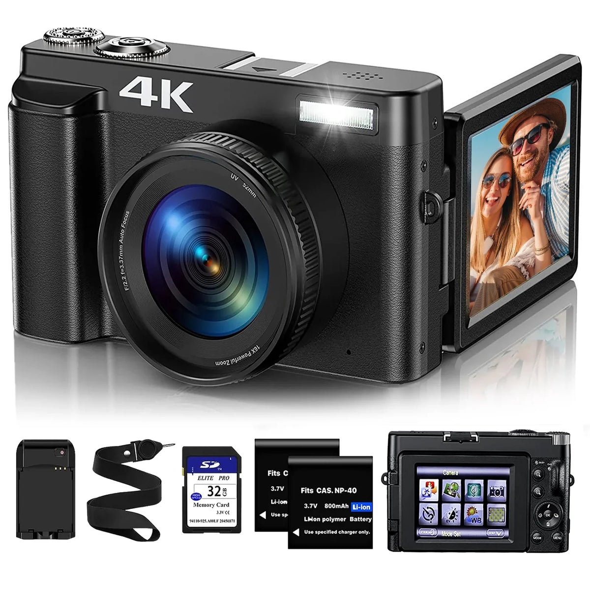 Photography 16X Video 48MP Digital 4K Camera Card 32GB Autofocus Cameras Vlogging for with Camera You for Digital Zoom