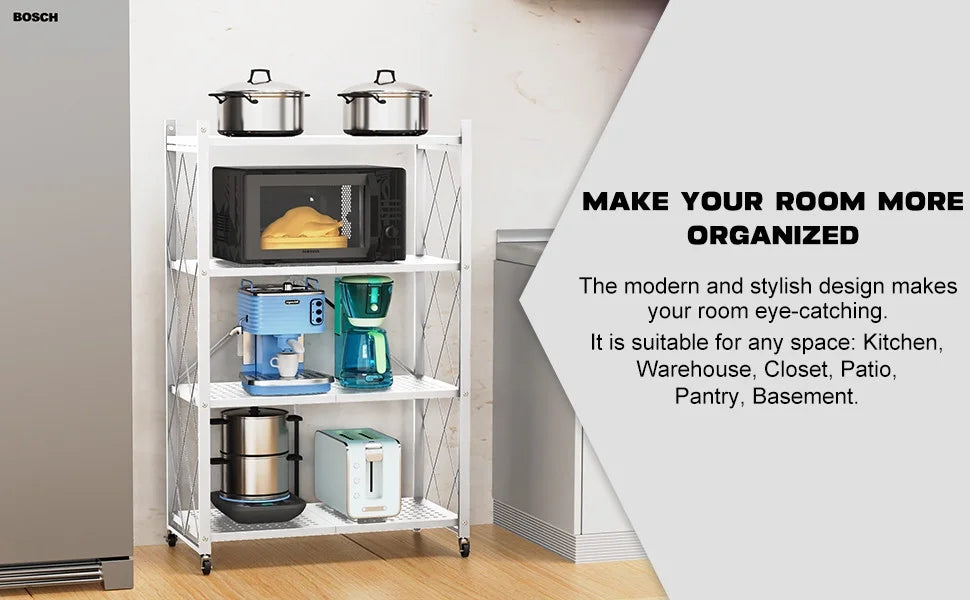 QRInnovations  Design Duty Shelving Tier Rack White Heavy 3/4 Modern Storage