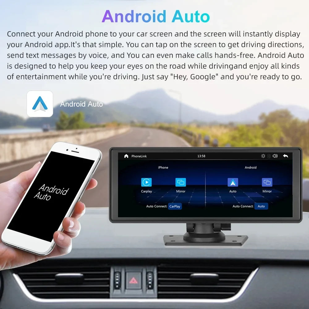 Navigation, Radio Bluetooth,Backup Multimedia AUX, Touch with Android Recorder Player Car Screen Wireless Camera, Receiver Stereo Polarlander Carplay 9.3 Audio Car Inch Car Apple TF, GPS Play Auto,