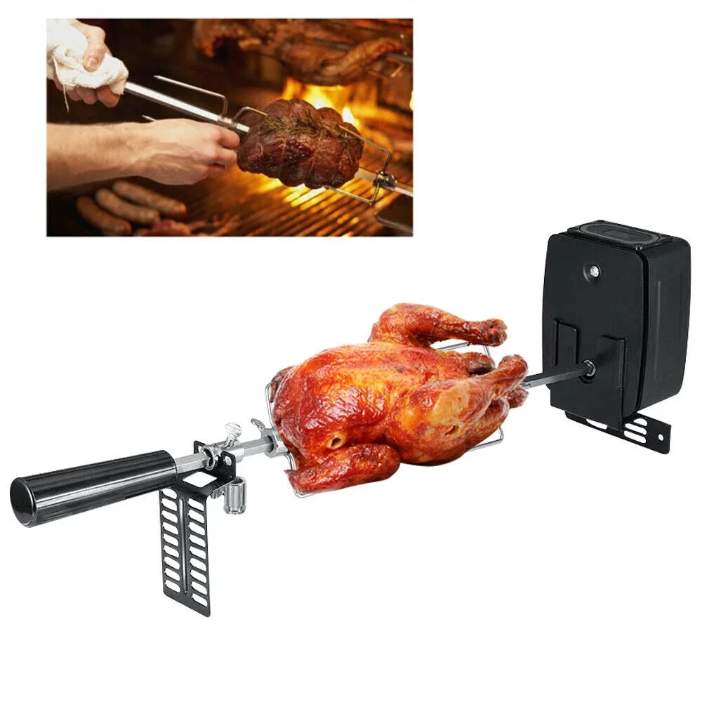 Grill Roaster Spit BBQ Barbecue Steel Motor Rotisserie Outdoor Rod Kit Stainless Electric