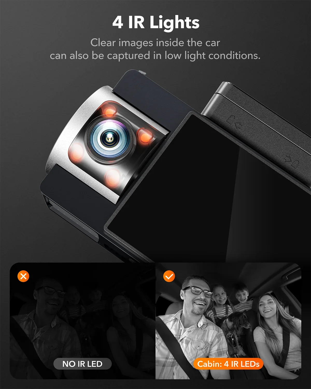 Rear, Dash Dual Camera with IR and 4K+2.5K Camera 3" Card, Dash Dash Vision, WiFi WOLFBOX Night with GPS, 5G Vehicle Cam Super Car LCD UHD Front Cam Built-in 4K 64GB