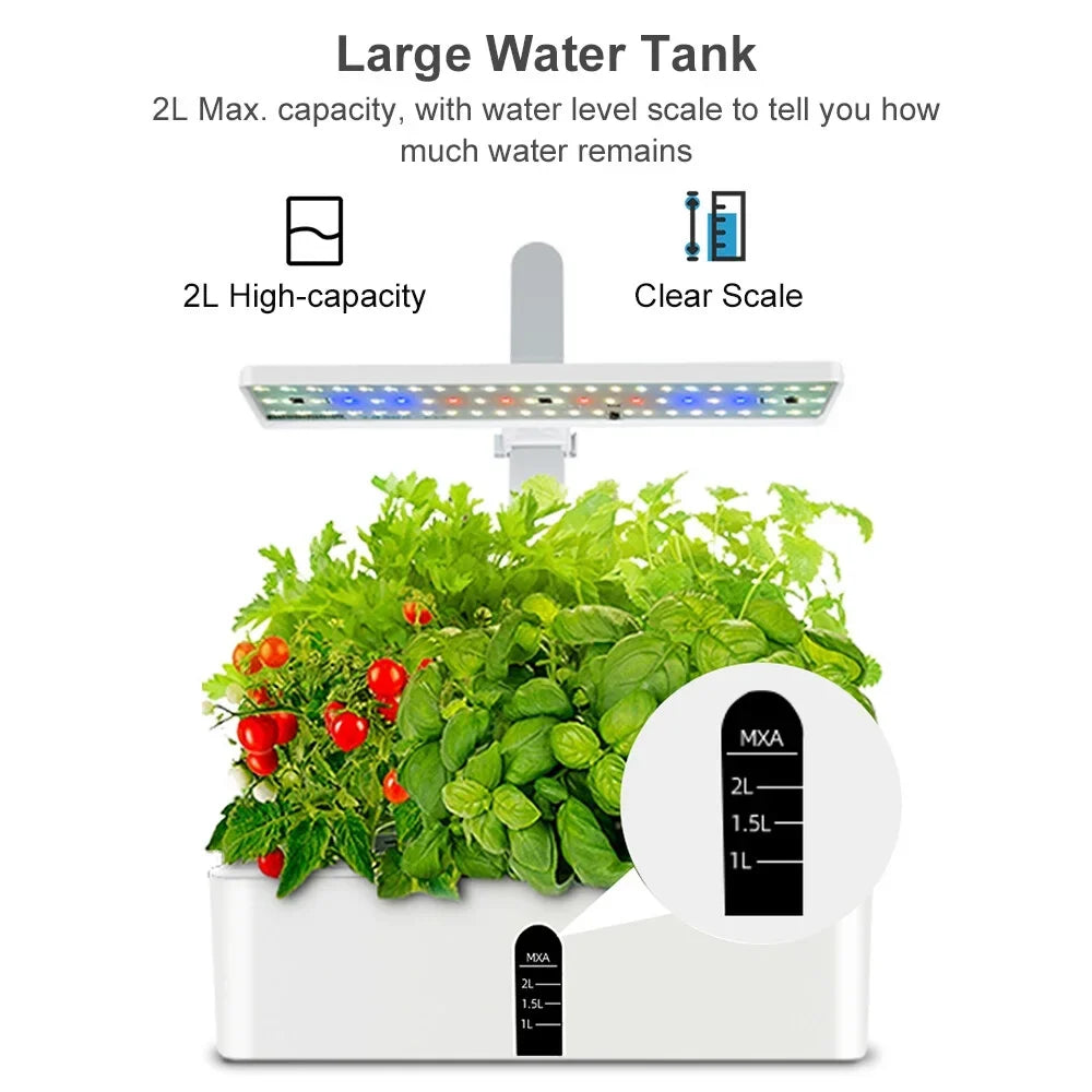 Pods Smart Smart Garden 15W Height Lights Grow Leyfeng 9 Kitchen Timing System Home Herb Adjustable Automatic 2L Tank Growing Indoor Kit Liquid Liquid Hydroponics LED Office with for Pump