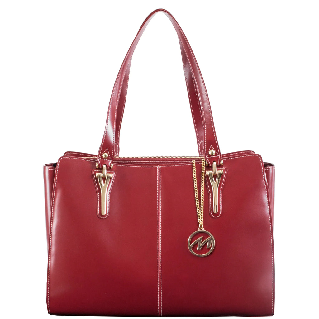 Red Shoulder Leather Tote, 97556, Glenna