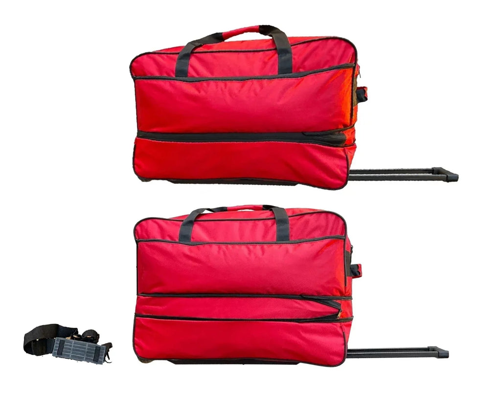 Travel (Red) Bag with Lb 28" Adjustable Duffle Bag Bags 20" Pockets with 60 + Set, Duffle Shoulder Lightweight Luggage Wheels Capacity Rolling Multi 2x Upright Large each Rolling Duffel