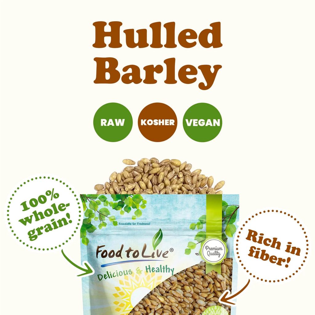 20 to Pounds Food — by — Barley, Raw, Hulled Live Vegan