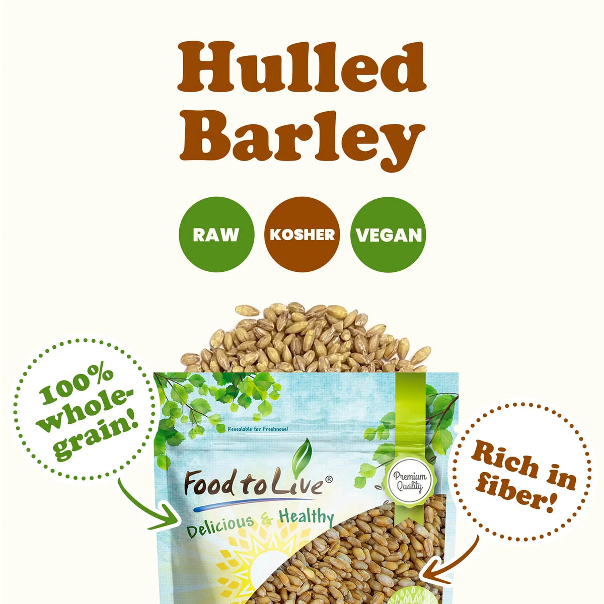 20 to Pounds Food — by — Barley, Raw, Hulled Live Vegan