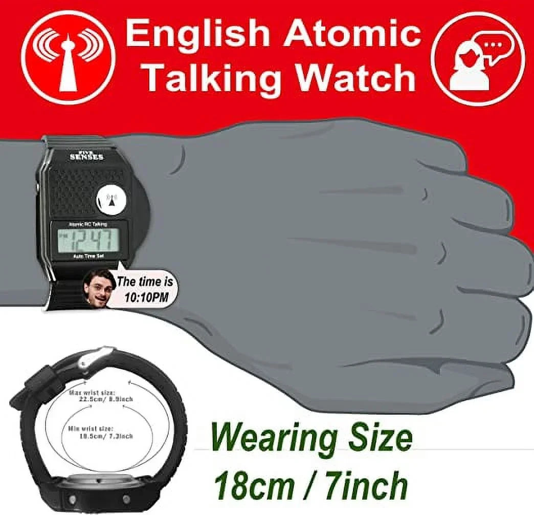Five Sound to use - 1026 Impaired Loud Seniors Visually Blind Talking Watch Men Senses Model English for Plastic Talking Atomic Easy Women Band Clock - for