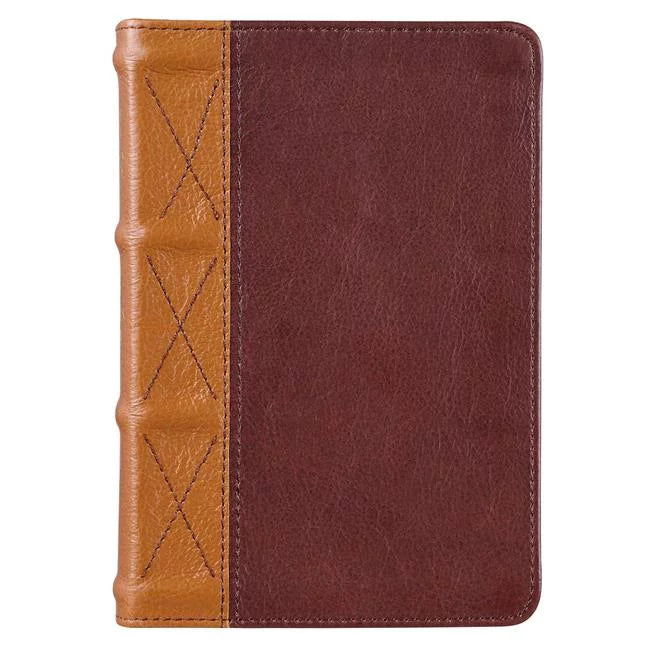 Large Toffee Print Faux KJV Two-Tone & Compact Bible, & Leather Brandy