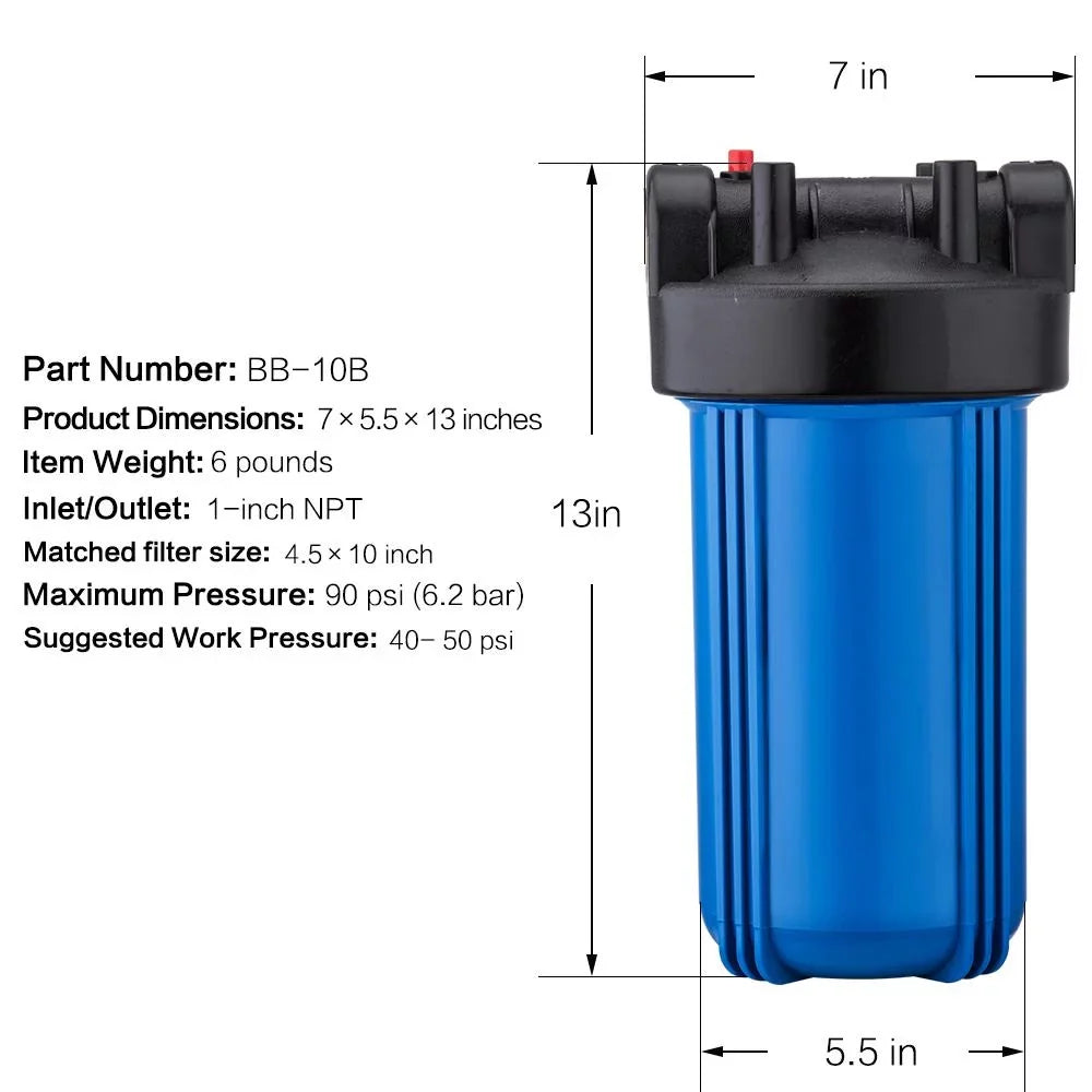 House 4.5"x10"1-Inch Geekpure Port and Wrench Whole Liquid 10-Inch 2) Bracket(Pack Housing Filter of with