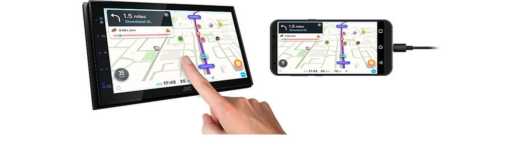 2 Player Bluetooth JVC Android Backup DIN For + USB CAM1800 6.75" Mirroring Media KW-M180BT Camera