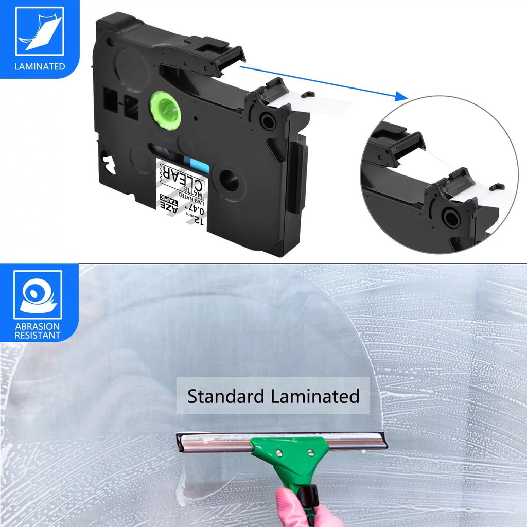 TZ-M31 Label 20PK Black Compatible on TZeM31 GREENCYCLE 0.47" for TZM31 Brother P-touch TZe-M31 Tape Laminated Clear 12mm Matte