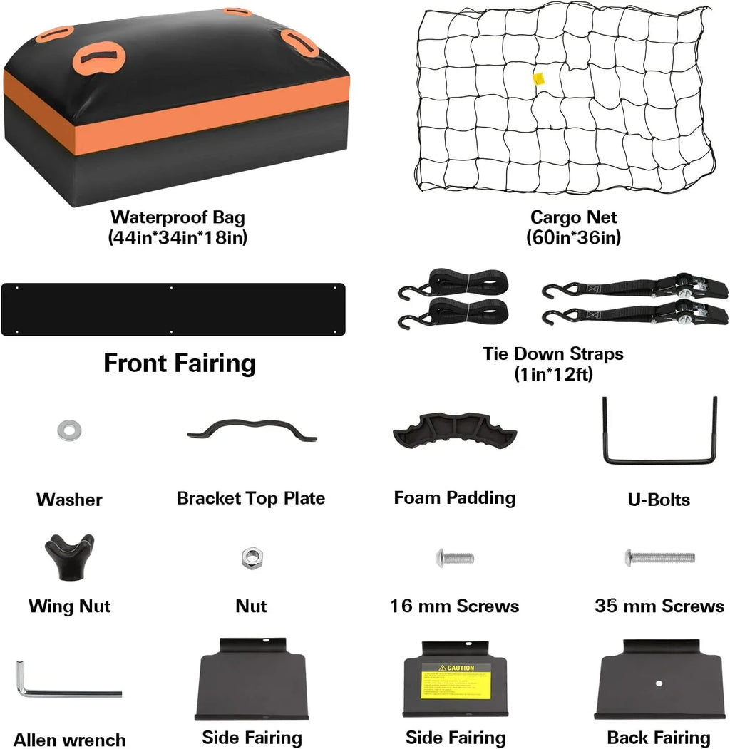 150lb x Luggage Tie Top SUV, Carrier Rooftop Construction Extension Rack Rack, Bag, Eyoloty and Down Holder Steel Liquidproof Net, for Strap, 34" Capacity, Cargo 54" Car Heavy Duty Basket Roof with