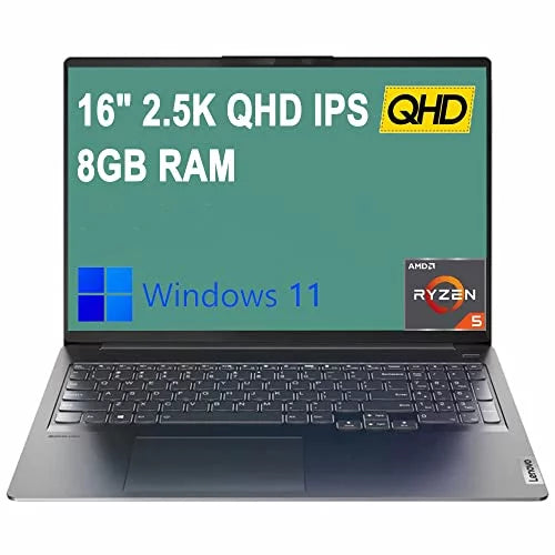 1TB RAM, JAWFOAL Laptop, QHD 2.5K Lenovo Display, Pro 5600H, with 8GB 16 Ideapad SSD, Wi-Fi, 11, inch IPS AMD Ryzen 5 Bundle Core Windows Bluetooth, 5