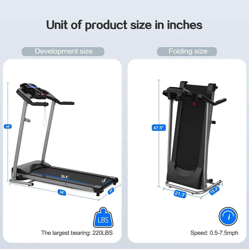 jx for or and Adjustable Lock, Treadmill LB 250 with Monitor Home/Gym/Small LED Capacity Apartment, and 15 Safety Programs, Preset je Yone Home with Holder Foldable Cup Treadmill,