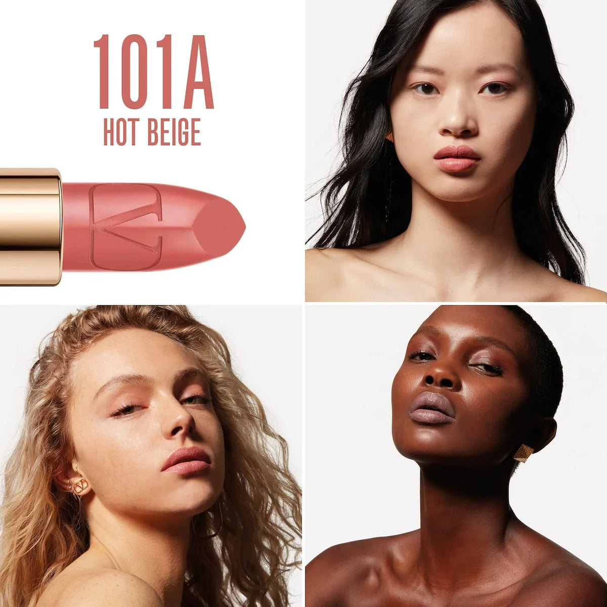 Lipstick nude Beige Hot Valentino Pigment Rosso - 101A Valentino pink Refillable - High soft