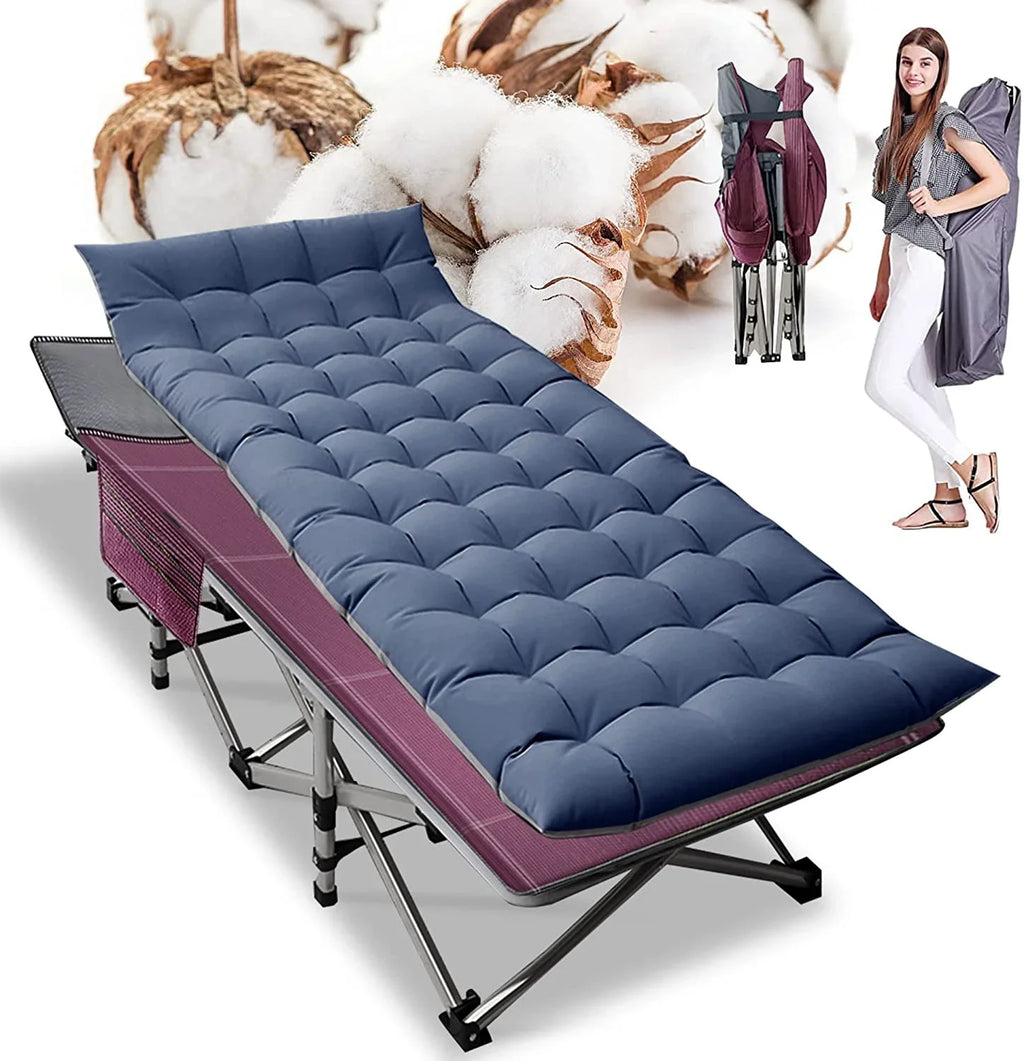 Folding Adjustable - Oxford Camp Heavy Layer, 1200D Travel Duty Camping Cot Outdoor with Mat Bed, Adults for Cots